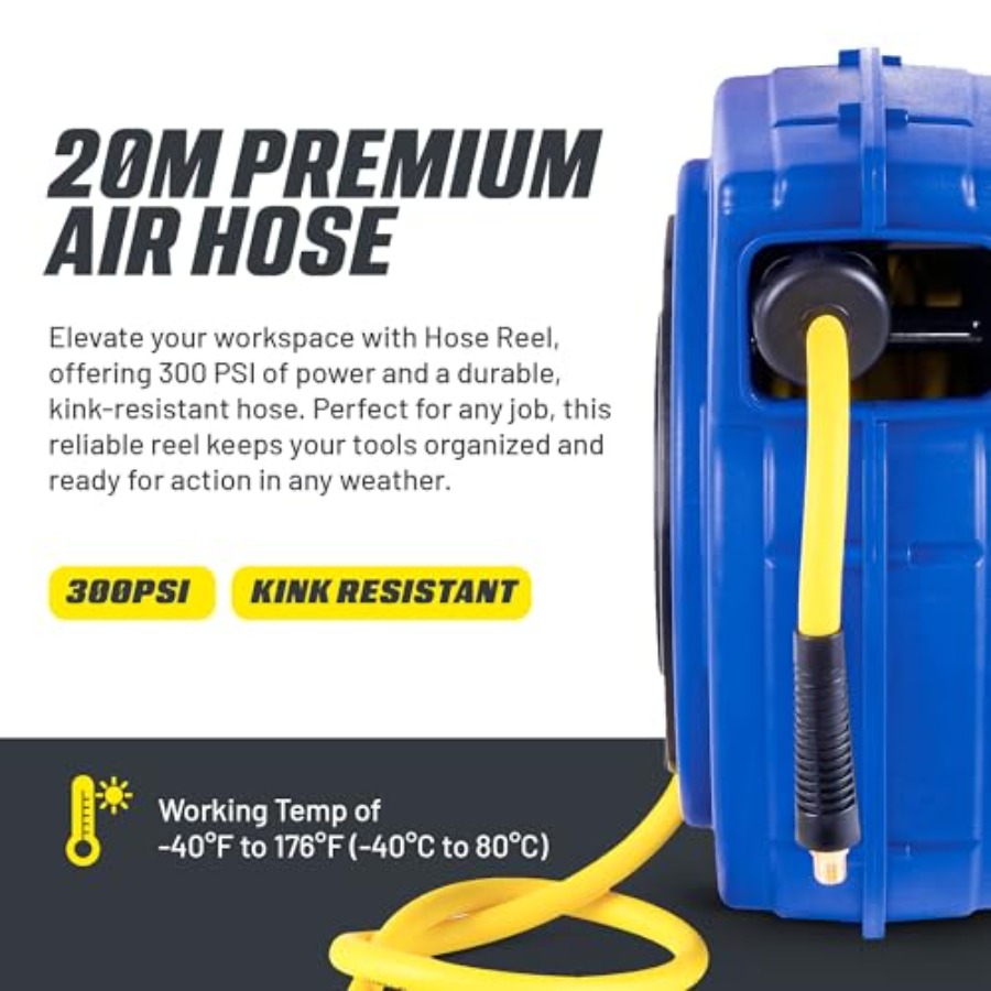 Retractable Air Hose Reel 3/8  - Reel Handle review and price